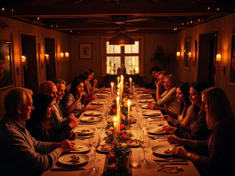 Long communal dinner table at an OFFLINE supper club